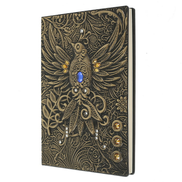 A5 Lined 3D Vintage Leather Notebook Embossed Travel Journal Diary Book